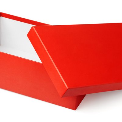 red packaging: cardboard box