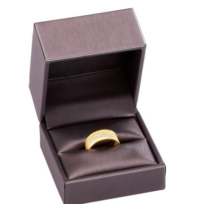 High-quality brown case for an engagement ring