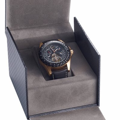 Boîte à montres en carton de haute qualité en optique carbone