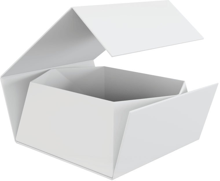 Space-saving folding box with magnetic closure