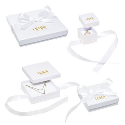 Festive jewellery packaging with ribbon