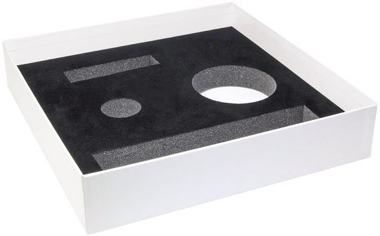High-quality cardboard box with fllocked and individually punched foam inlay