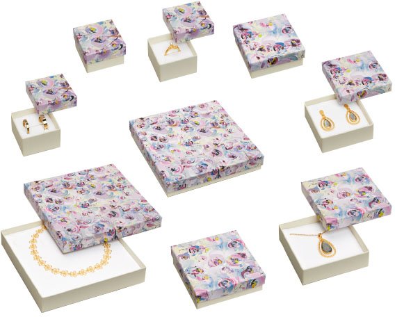 Sustainable jewellery boxes with floral art motifs