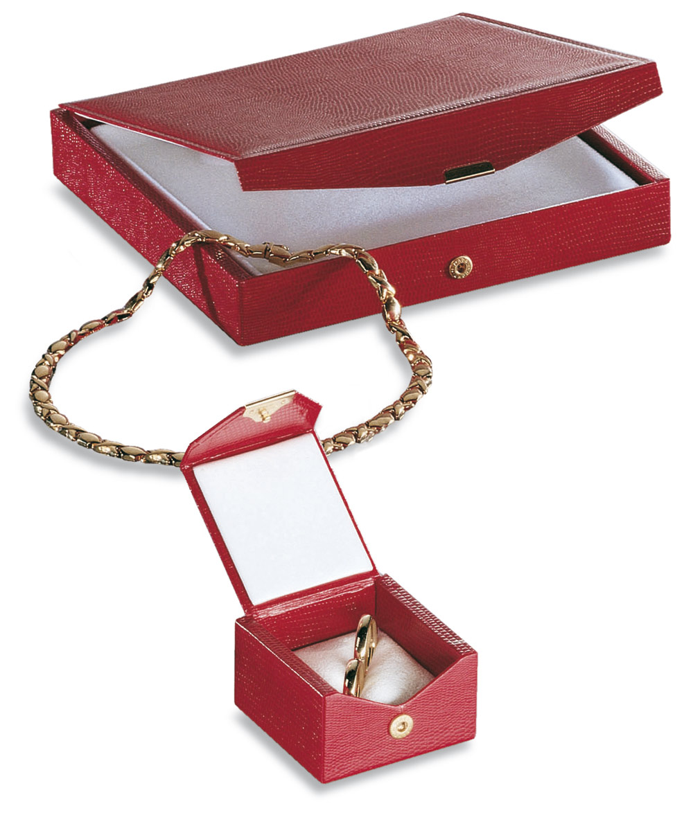 Edle Collier-Schachtel in rot Schmuck-Etui Geschenk-Verpackung für Halsketten 