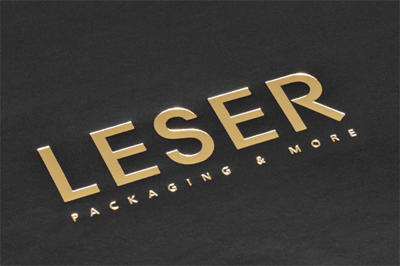 LESER logo imprint by hot foil embossing