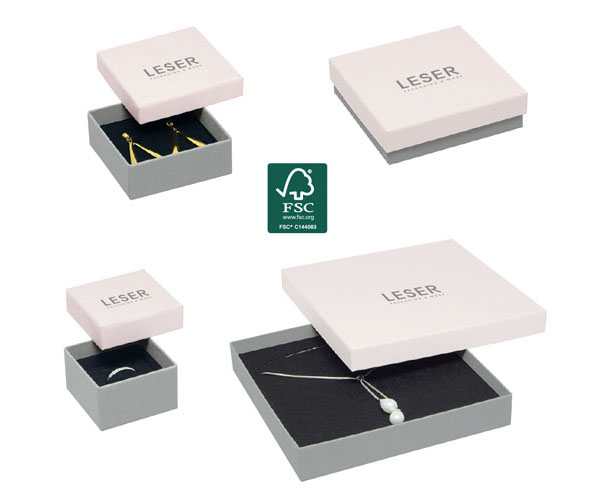 Emballages pour bijoux durables en matériaux recyclés Série RECYCLE de la société LESER