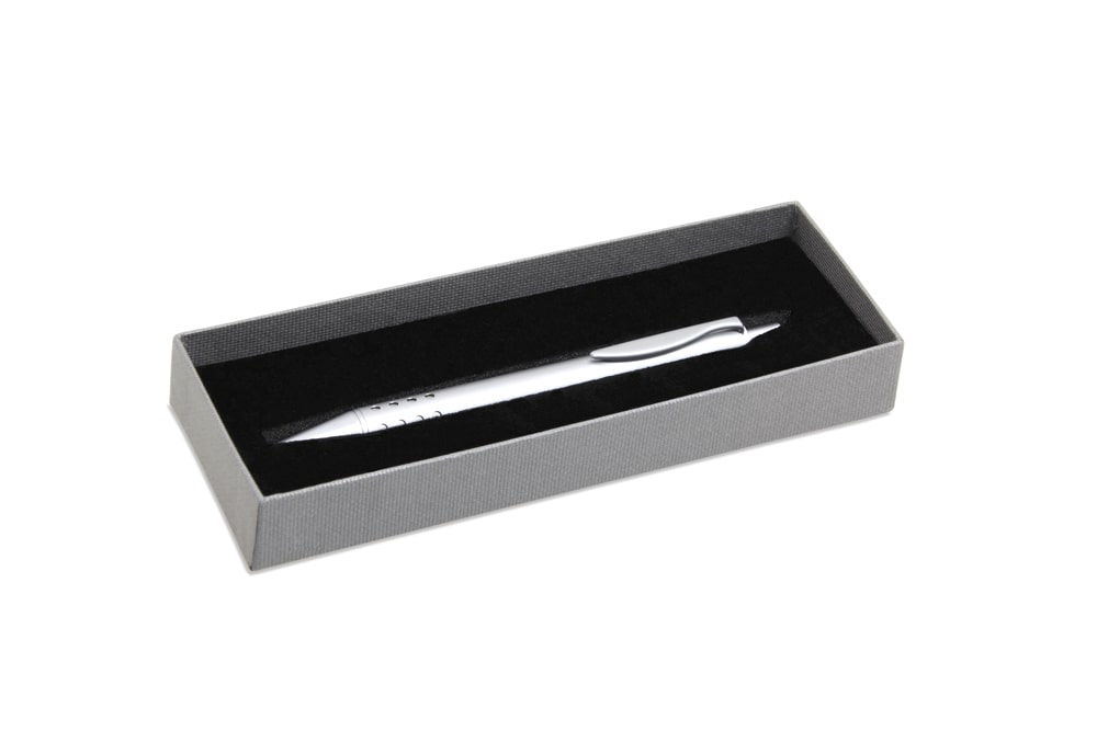 Les inserts en mousse floquée sont élégants et d'une texture relativement douce - une variante de haute qualité de l'insert d'emballage pour les stylos