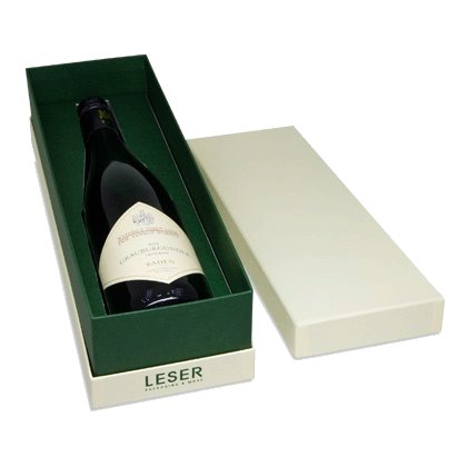 boîte à vin élégante avec insert et impression du logo de leser gmbh 