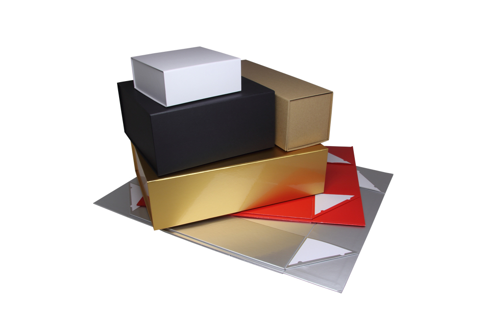 Startup packaging even in small quantities Magnetic boxes for folding in various sizes and colours