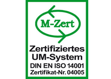 Nuestra certificación medioambiental según la norma DIN EN ISO 14001.