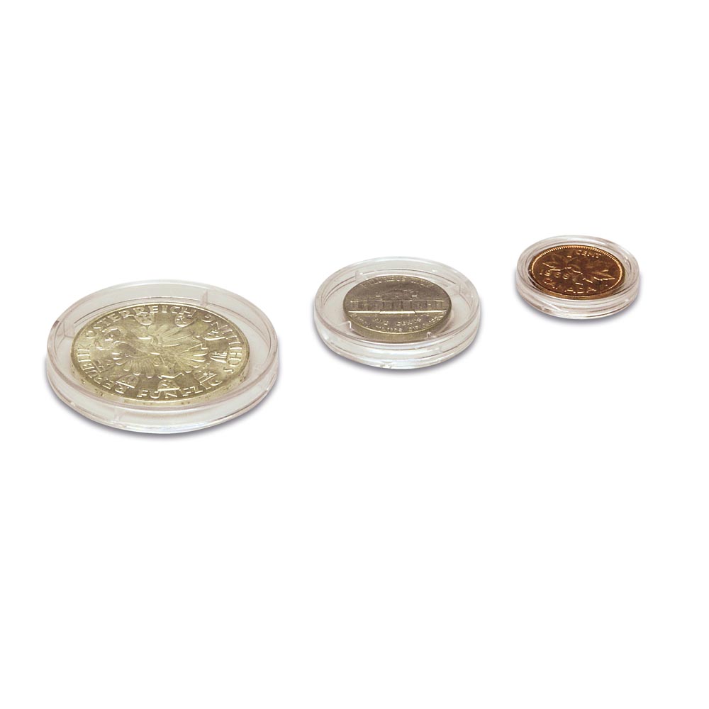 Cápsulas para monedas de diferentes tamaños como alternativa a los estuches para monedas